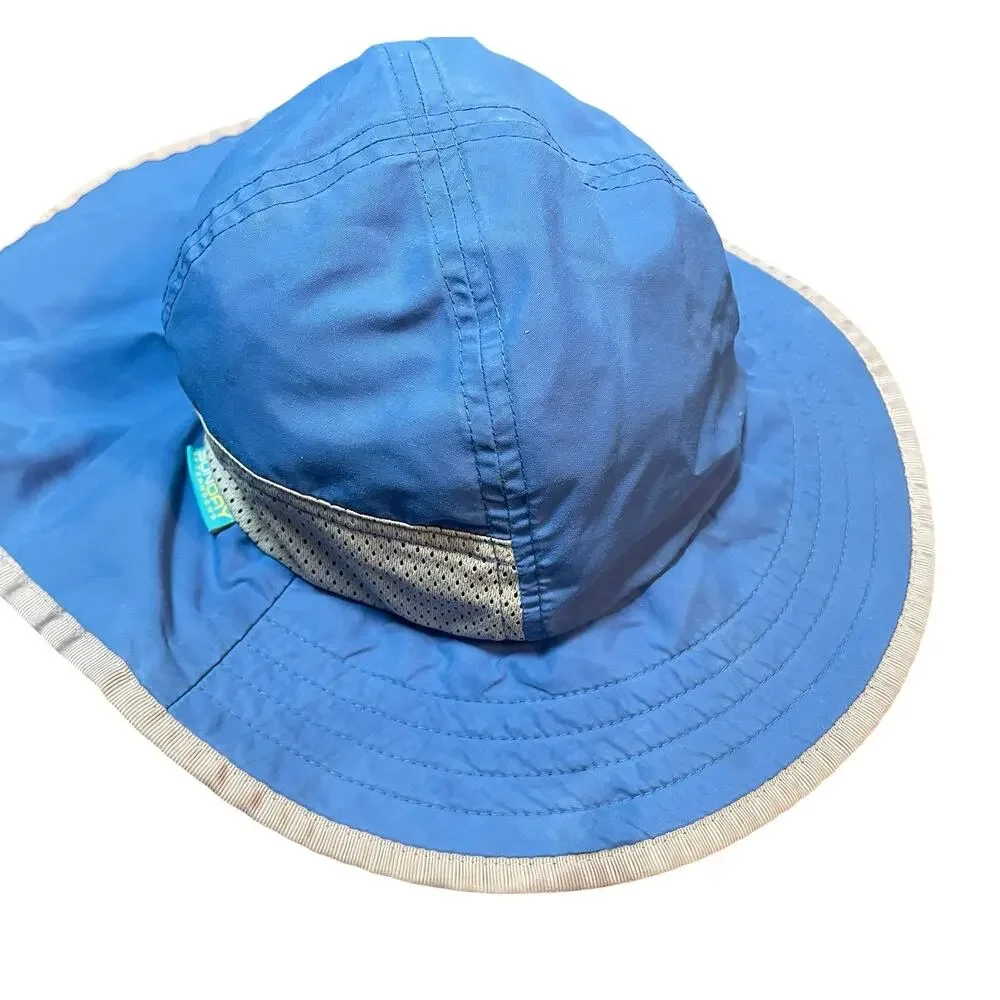 Sunday Afternoons Kids Play Hat Medium 2-5 Yrs Blue Sun Protection Neck Flap